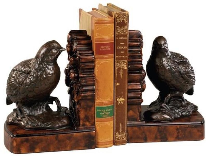 Hand-Painted Quail Bookends Lodge Style Decorative Accessories (1 of 1)