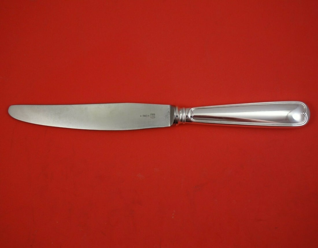 Fiddle Thread .800 Silver Dinner Knife 9 5/8" Unmonogrammed: Fiddle Thread .800 Silver Dinner Knife 9 5/8" Unmonogrammed This elegant dinner knife features the classic Fiddle Thread pattern and is crafted from .800 silver. With a length of 9 5/8 inches, it show