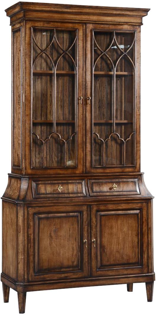 Rosalind Classic Solid Wood China Cabinet Rustic Pecan Fretwork Doors (1 of 4)