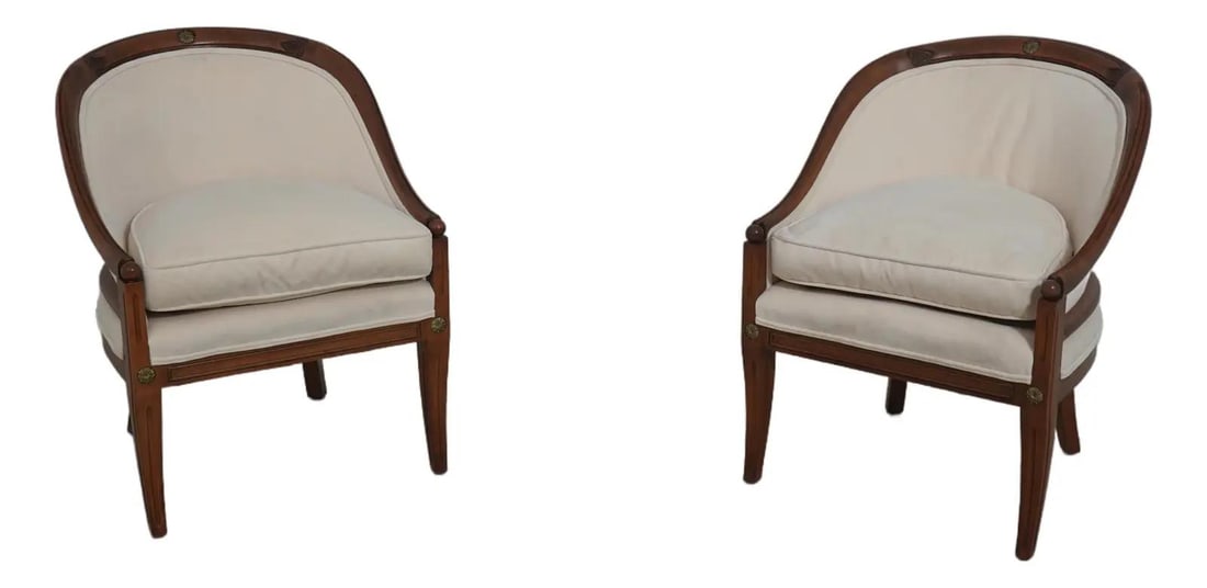 Set of Two Mahogany Regency Style Tub Chairs with Brass and Bronze Details (1 of 10)
