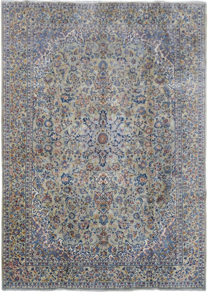 Handcrafted Ivory Persian Kashan Rug 9' x 13' Artisan Design: Handcrafted Ivory Persian Kashan Rug 9' x 13' Artisan Design Free continental US Shipping Enhance your living space with this exquisite 9.4 x 13.2 Ivory Persian Signed Kashan Rug. Handcrafted by skill