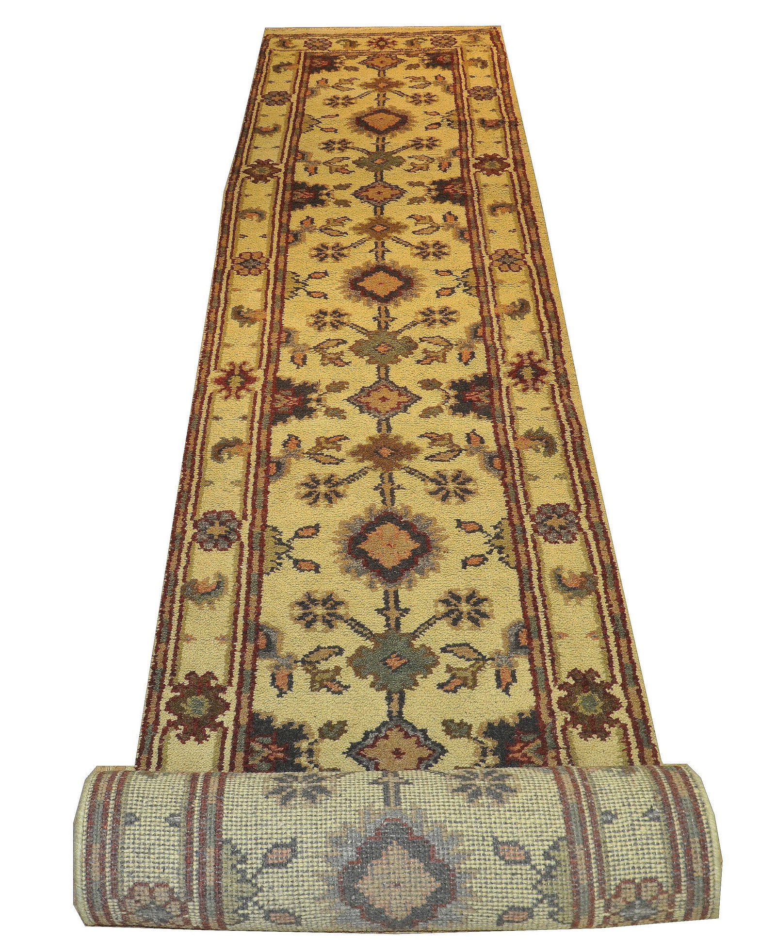 Beige 2.7 x 19.10 Hand-knotted Mahal Pattern Runner Rug: Beige 2.7 x 19.10 Hand-knotted Mahal Pattern Runner Rug Free continental US Shipping Enhance your home decor with this exquisite 2.7 x 19.10 beige hand-knotted Mahal pattern runner rug. Meticulously h