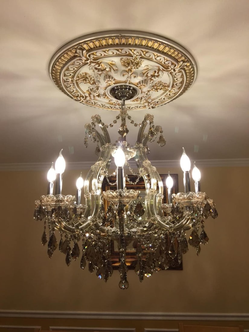 Maria Theresa Golden Teak Crystal Chandelier 26 inch 9 Light Artistry (1 of 5)