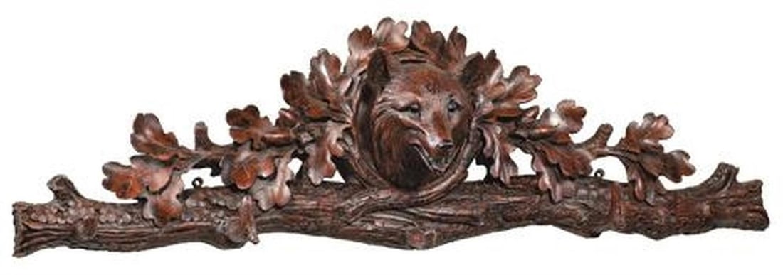 Lodge Style Aspen Fox Wall Trophy Coat Hook 5-Hook Oxblood Red (1 of 1)