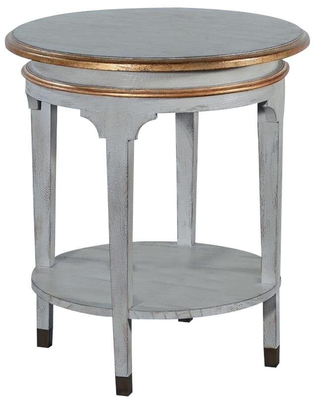 Vivian Round Pewter Side Table with Brass Base and Gold Accents (1 of 2)