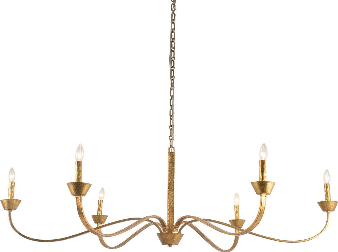 Large Hammered Iron Sabine Chandelier in Aged Gold Finish 20H 60W 60D (1 of 3)