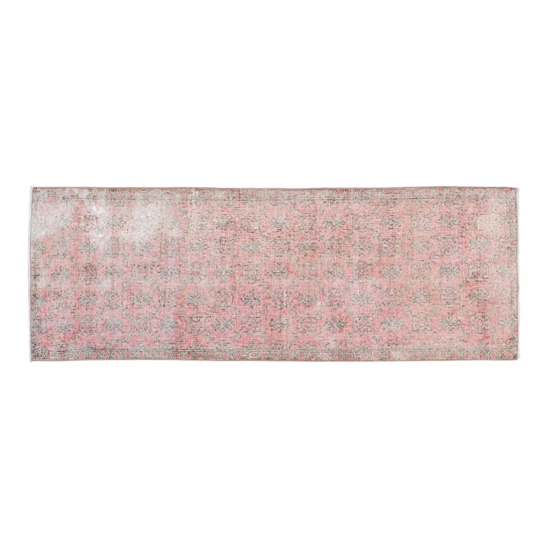 Blush Wool Anatolian Oushak Hand Knotted Rug 3'5" x 7'1" Vintage 1960s: Blush Wool Anatolian Oushak Hand Knotted Rug 3'5" x 7'1" Vintage 1960s This vintage Turkish Anatolian Oushak rug from the 1960s features a handmade, hand-knotted construction with natural colors and a