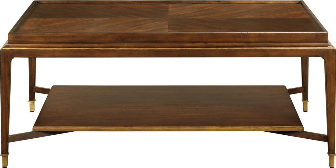 Port Eliot Italian Mid-Century Walnut Cocktail Table with Gold Accents (1 of 1)