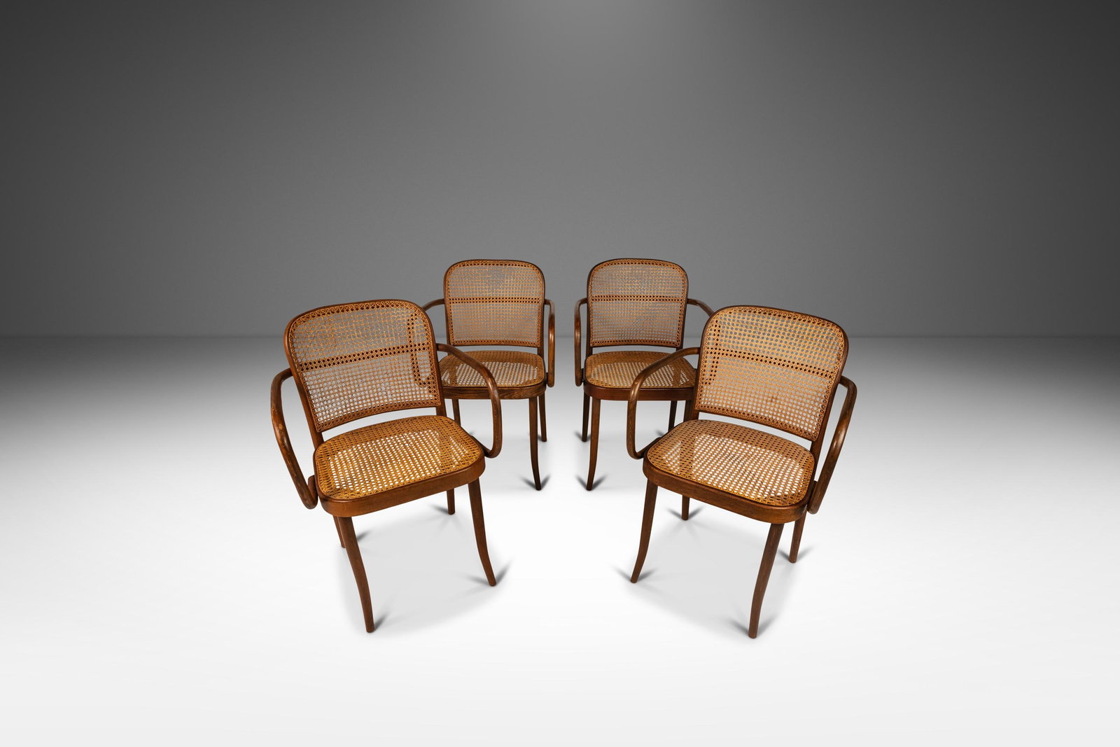 Rare Set of Four Bentwood Prague Model 811 Dining Chairs by Frank Hoffmann for Stendig 1960s (1 of 10)