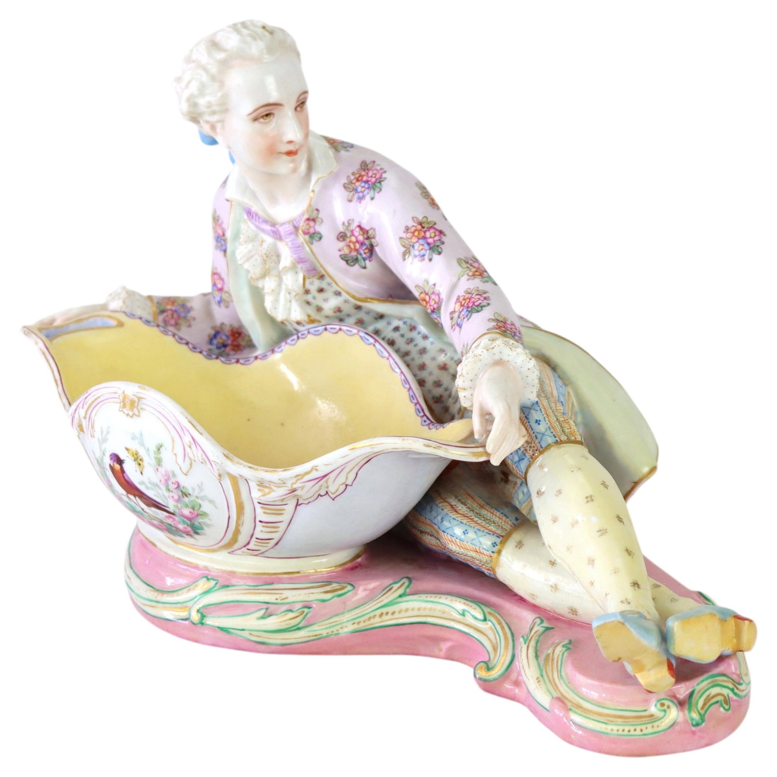 Rococo Porcelain Sweetmeat Dish with Figural Gentleman Attributed to Sevres Circa 1880 (1 of 9)