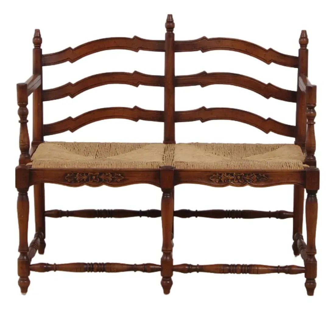 French Country Rush Seat Small Two Person Bench (1 of 10)