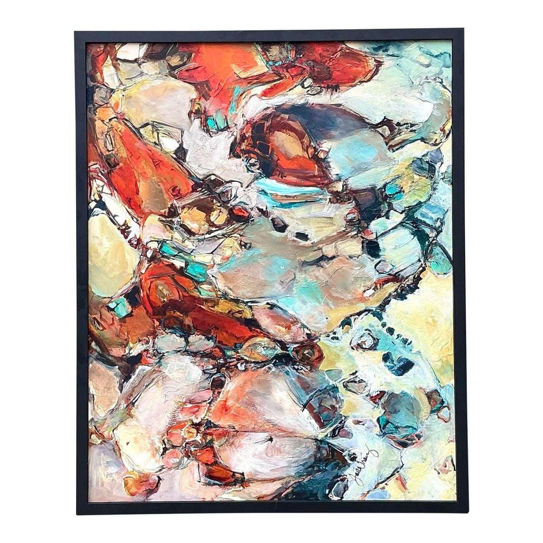 Framed Abstract Oil Painting by Jane Tracy 33.5 x 41.5 (1 of 10)