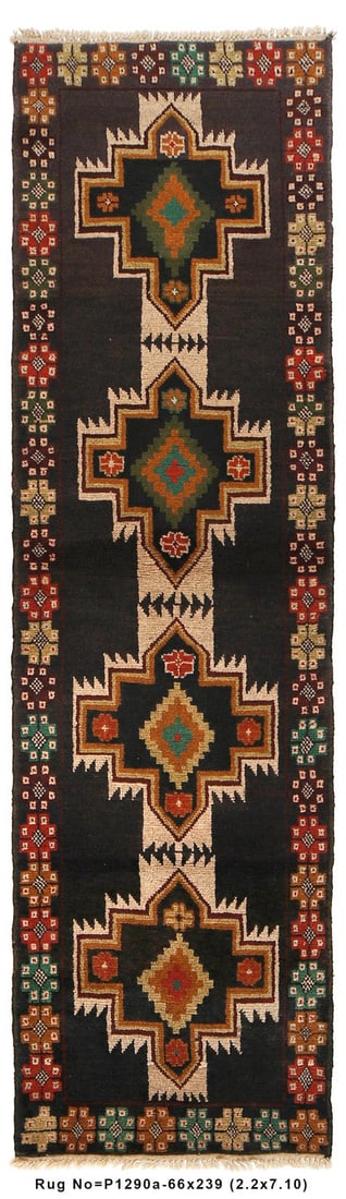 Handmade Afghan Wool Tribal Runner 2.2 x 7.10 ft (1 of 7)