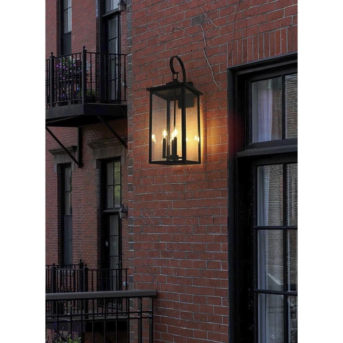 Black Iron Glass Outdoor Wall Sconce 4 Light 31 Inch Carisle (1 of 9)