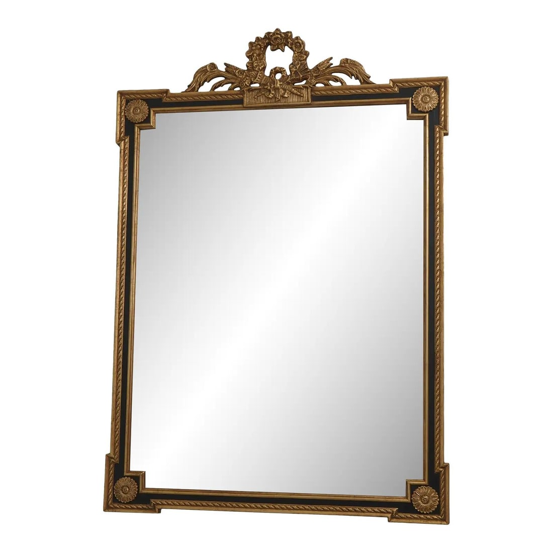 Neoclassical Wall Mirror With Gold Gilt Frame and Black Beveled Glass (1 of 10)