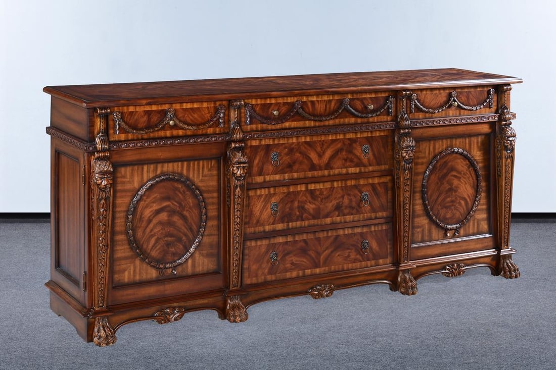 Georgian Style Mahogany Sideboard with Claw Feet and Brass Accents (1 of 6)