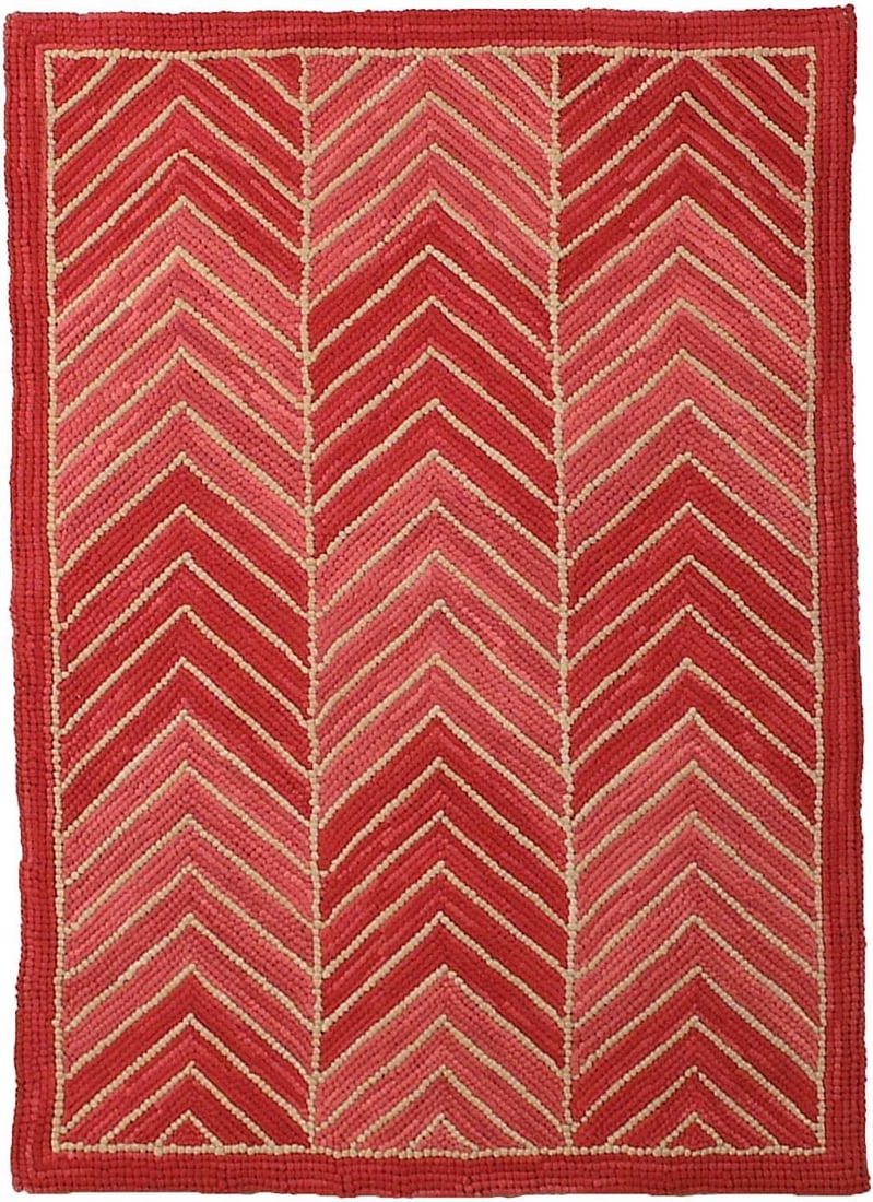 Eco-Friendly Rustic Chevron Red 3x5 Hooked Rug: Eco-Friendly Rustic Chevron Red 3x5 Hooked Rug Enhance your home decor with this Eco-Friendly Rustic Chevron Red Hooked Rug. Crafted in a charming antique or vintage style, this rug combines durabilit