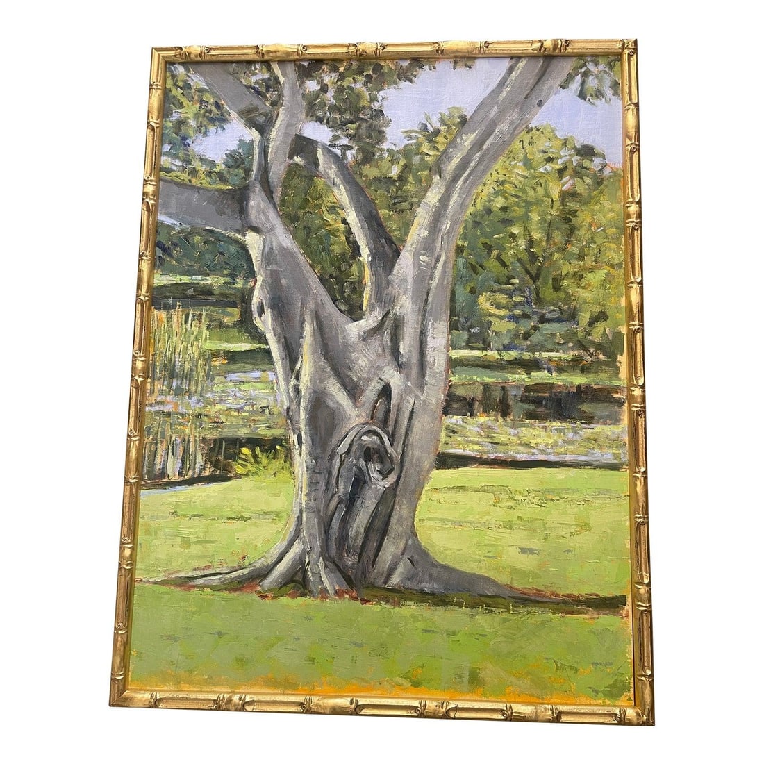 Johan Grobler Signed Oil Painting Trees of Florida Canvas Board: Johan Grobler Signed Oil Painting Trees of Florida Canvas Board Experience the beauty of nature with this stunning landscape oil painting titled "The Trees of Florida." This artwork, created by contem