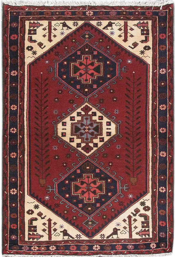 Hamadan 3.5 x 5 Authentic Persian Tribal Wool Rug from Iran (1 of 6)