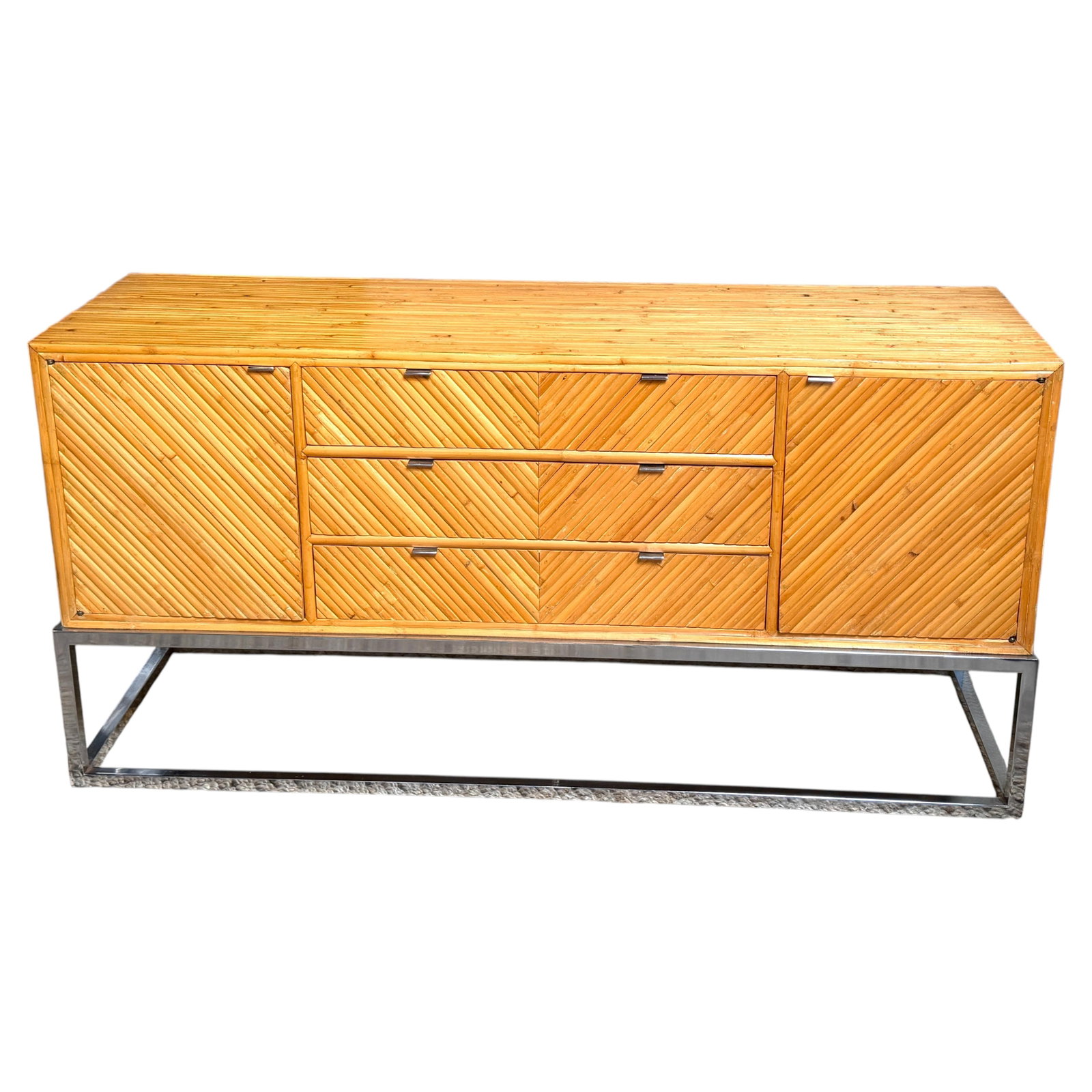 Mid Century Bamboo Chrome Credenza by Milo Baughman (1 of 10)