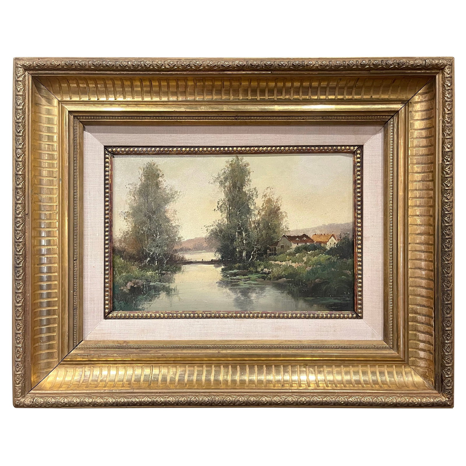 19th Century French Landscape Painting by L. Dupuy, Giltwood Frame (1 of 11)