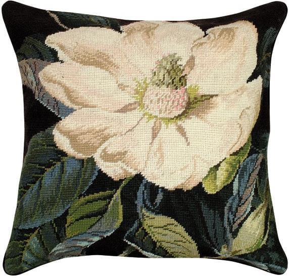 Botanical Floral Throw Pillow with Magnolia Design 18x18: Botanical Floral Throw Pillow with Magnolia Design 18x18 Enhance your home decor with this Vintage Style Botanical Floral Pillow. Designed to evoke a classic charm, this throw pillow features a beauti