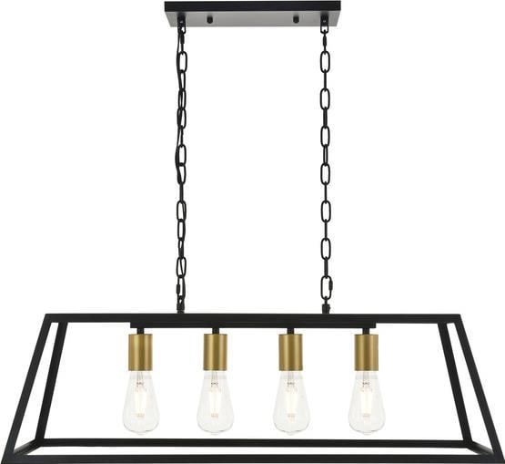 Elegant Lighting Adjustable Brass Black Pendant Light Resolute Collection: Elegant Lighting Adjustable Brass Black Pendant Light Resolute Collection Illuminate your space with the Adjustable Height Pendant Light, featuring a sleek combination of brass and black finishes. Thi