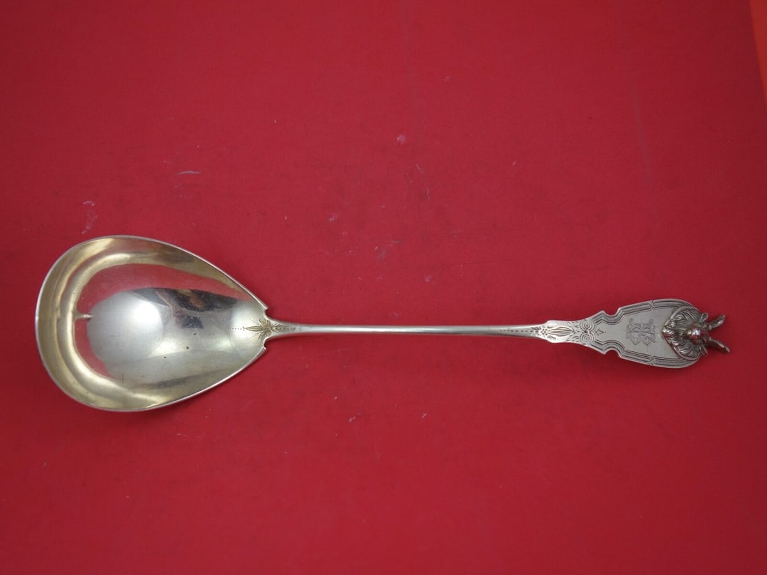 Albert Coles Saxon Stag Sterling Silver Soup Ladle 12 Inch (1 of 2)