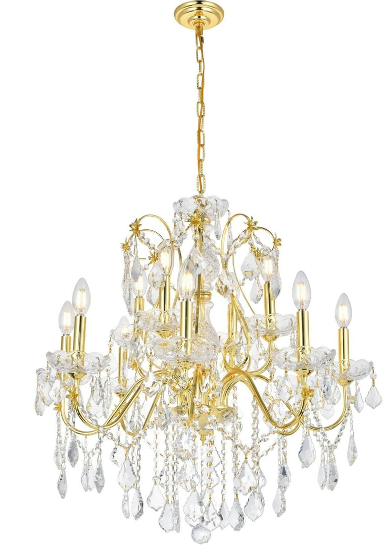 St Francis 12 Light Gold Crystal Chandelier 28 inch (1 of 2)