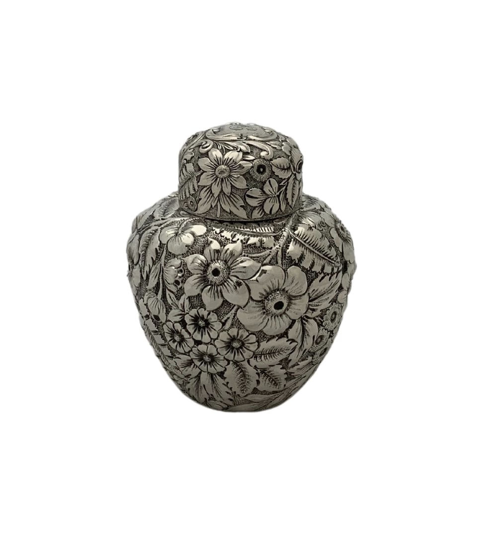 Antique Gorham 925 Sterling Silver Besamim Holder Box with Floral Repousse (1 of 4)