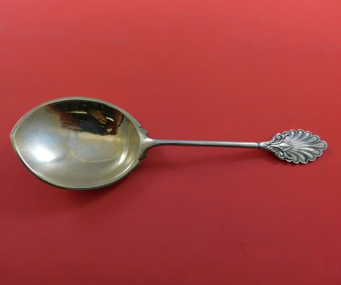Grecian by Gorham Sterling Silver Berry Spoon Gold Washed 8.5" Patent 1861 (1 of 2)