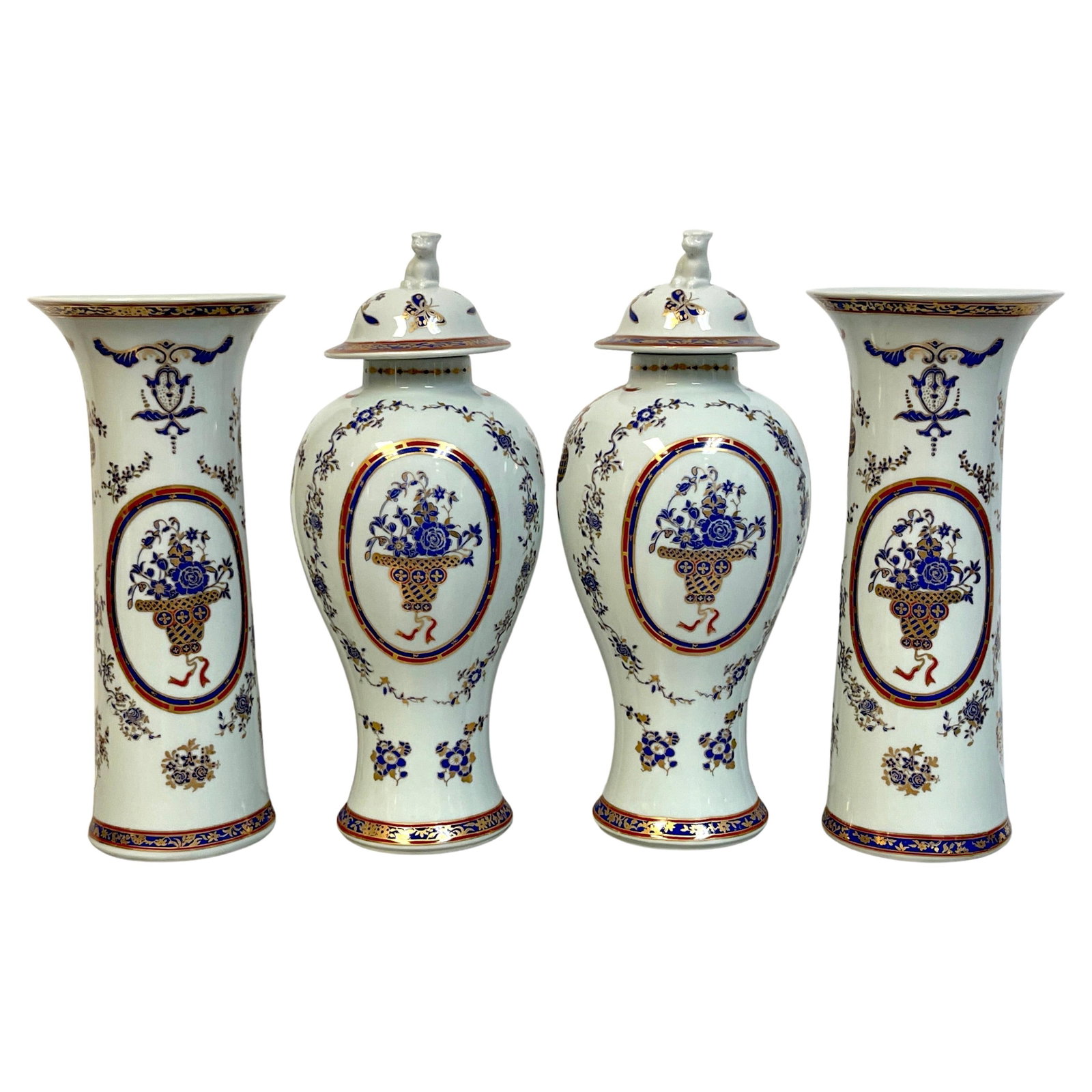 French Samson Porcelain 4-Piece Chinese Export Garniture Set (1 of 16)
