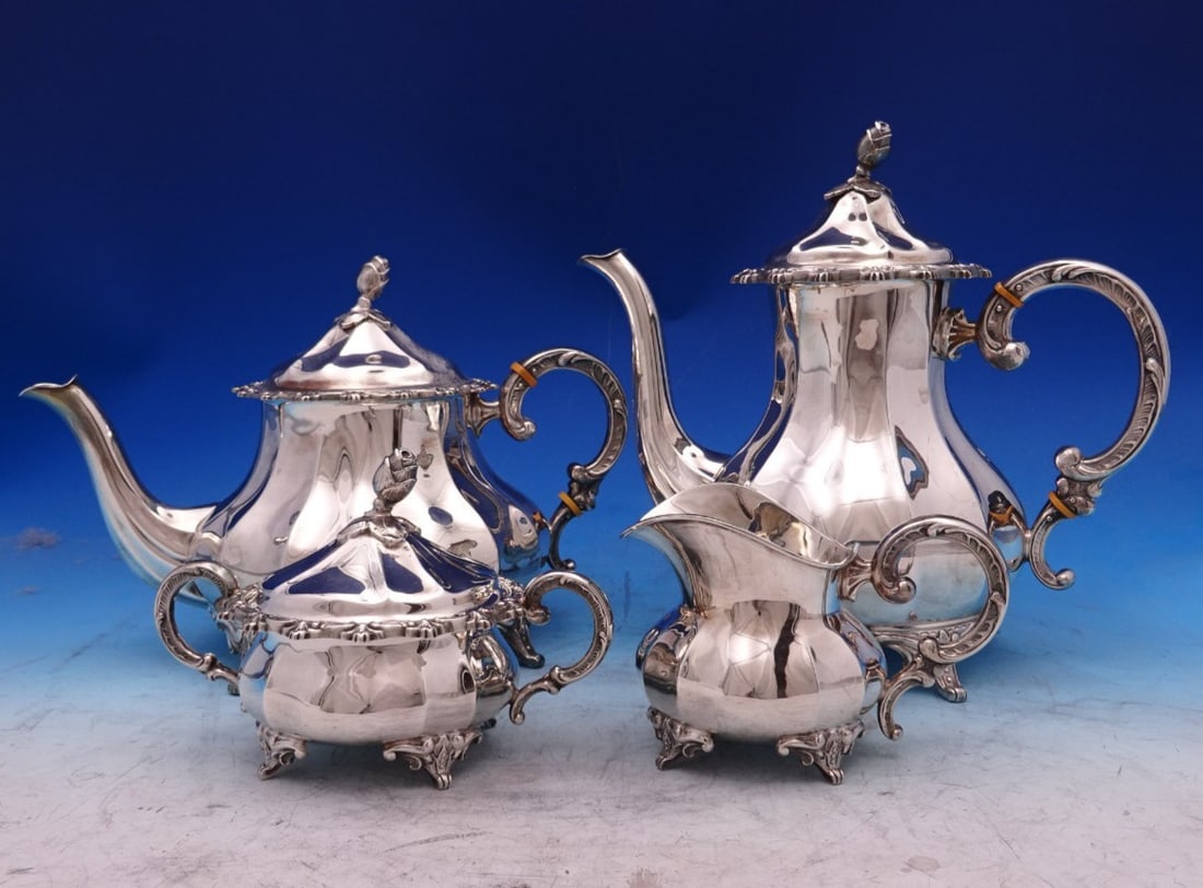 Eugen Ferner Rosebud 4 Piece Sterling Silver Tea Coffee Set (1 of 15)