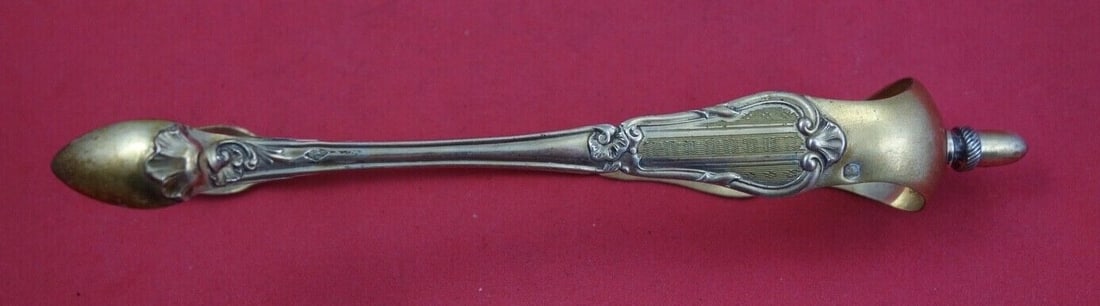 Philippe Berthier 6 Inch French Sterling Silver Vermeil Sugar Tong: Philippe Berthier 6 Inch French Sterling Silver Vermeil Sugar Tong This exquisite French sterling silver sugar tong by Philippe Berthier features a stunning vermeil finish and intricate engine-turned 
