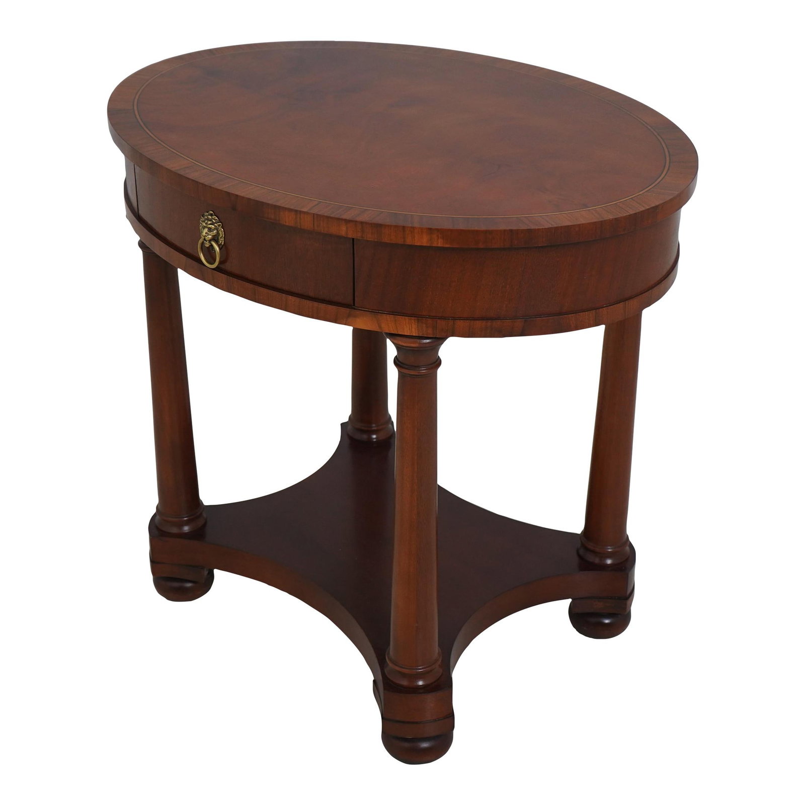 Hickory Chair Co French Empire Lamp Table with Dovetailed Drawer: Hickory Chair Co French Empire Lamp Table with Dovetailed Drawer This exquisite French Empire Style lamp table from the Hickory Chair Company is a stunning addition to any home decor. Crafted as part 