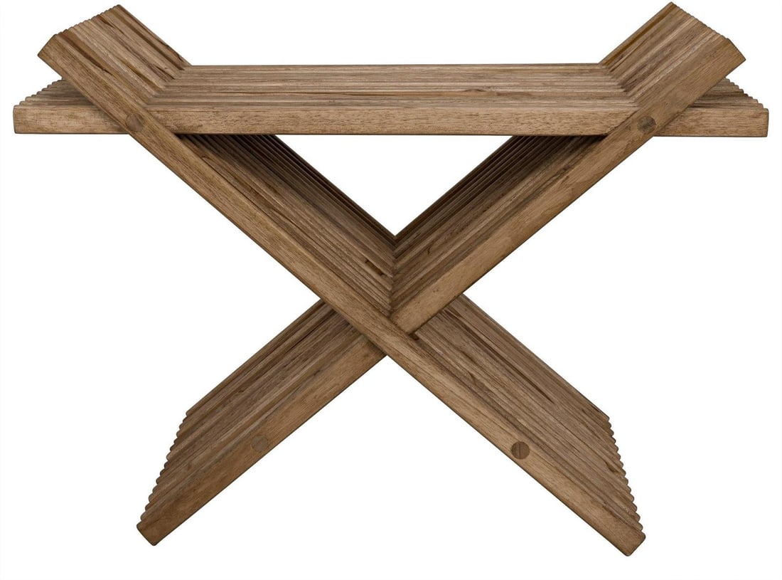 Noir Scandinavian Teak Dede Folding Stool Clear Coat Finish (1 of 8)