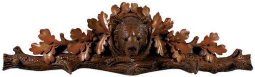 Lodge Style Hand-Painted Aspen Bear Head Wall Trophy 5-Hook (1 of 1)
