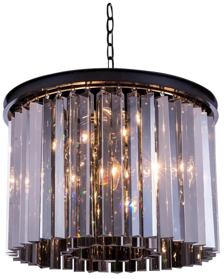 Elegant Lighting Sydney Black Pendant Lamp with Silver Crystals 6-Light UL-Listed (1 of 1)