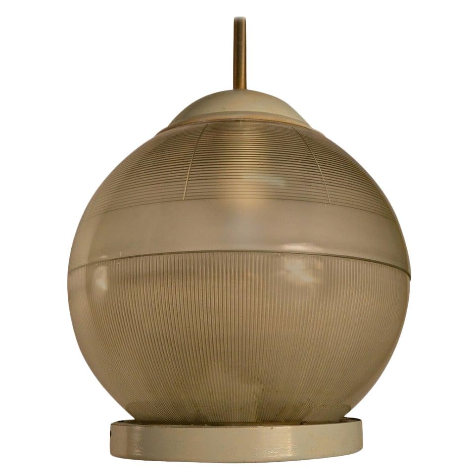 Industrial Brass Tube Holophane Ball Chandelier 15x15x32 (1 of 8)