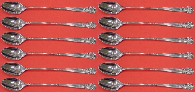 Towle Georgian Sterling Silver Iced Tea Spoon Set 12 Pieces 8 1/4" (1 of 3)