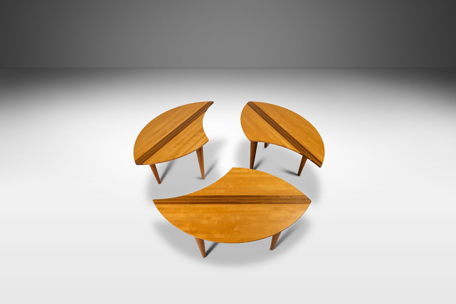 David Levy Modern Multi-Wood 3-Piece Puzzle Table Set in Maple: David Levy Modern Multi-Wood 3-Piece Puzzle Table Set in Maple Discover a unique three-in-one "Puzzle Table" crafted from solid maple and featuring intricate sapele inlay by renowned woodworker David 