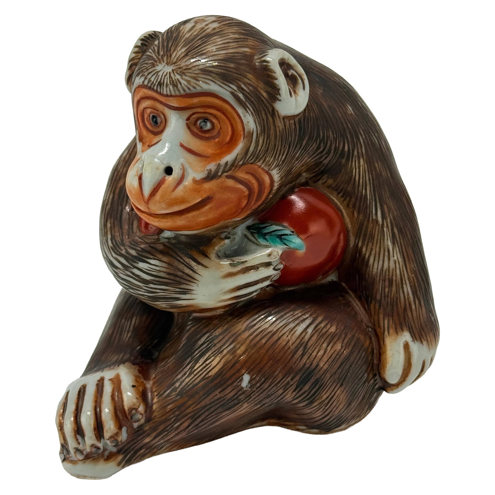 Antique Chinese Export Porcelain Monkey Late Qing Dynasty 19th Century: Antique Chinese Export Porcelain Monkey Late Qing Dynasty 19th Century This exquisite Antique Chinese Export Porcelain Monkey, likely from the late Qing Dynasty to early Republic period, showcases the