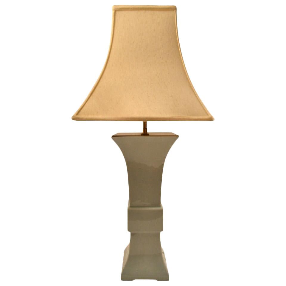 Elegant Blanc De Chine Chinese Lamp Porcelain 30 in Height: Elegant Blanc De Chine Chinese Lamp Porcelain 30 in Height This exquisite Blanc De Chine lamp features a classic Chinese form, showcasing chic elegance and sophistication. Originally acquired from a P