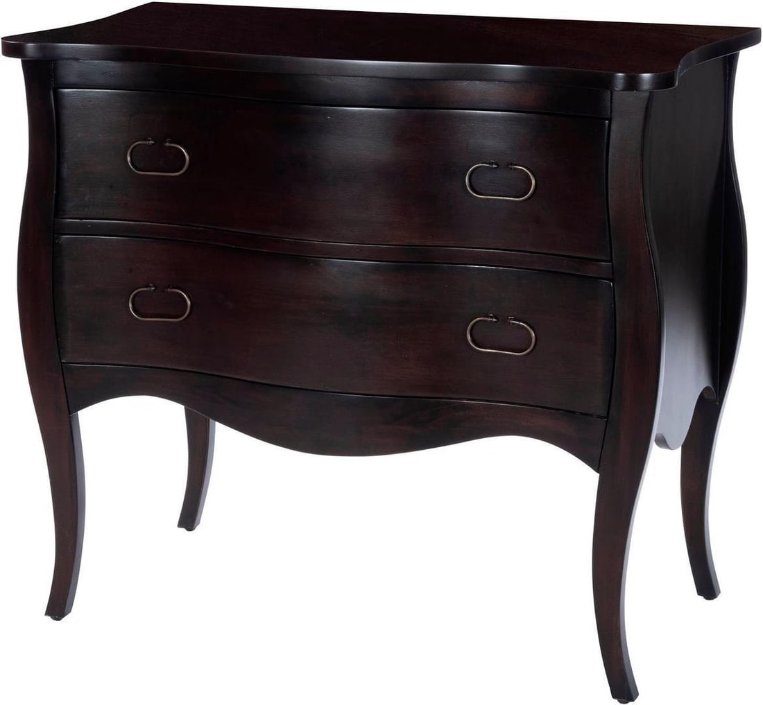 Butler Mango Wood Chest with Flared Legs and Iron Accents: Butler Mango Wood Chest with Flared Legs and Iron Accents This exquisite chest of drawers showcases a blend of antique and vintage styles, featuring flared legs for a unique silhouette. Constructed fr
