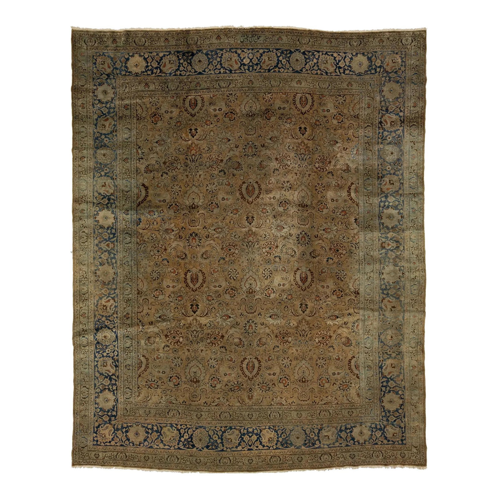 Antique 1890s Mashad Persian Wool Rug Floral Design 10'8 x 13'4 (1 of 10)
