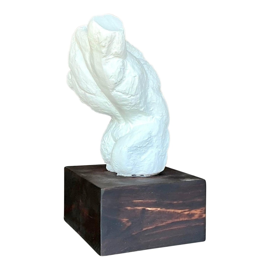 Vintage Boho Plaster Torso Sculpture on Wood Base 12.25 Inches (1 of 9)