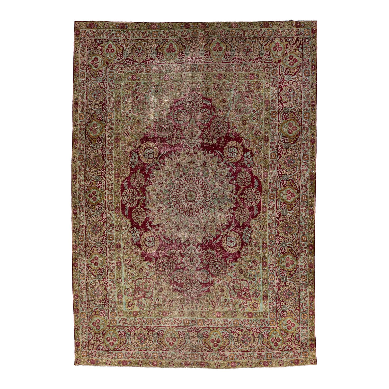 Antique Persian Kerman Wool Rug 9'8 x 13'9 Floral Design (1 of 9)