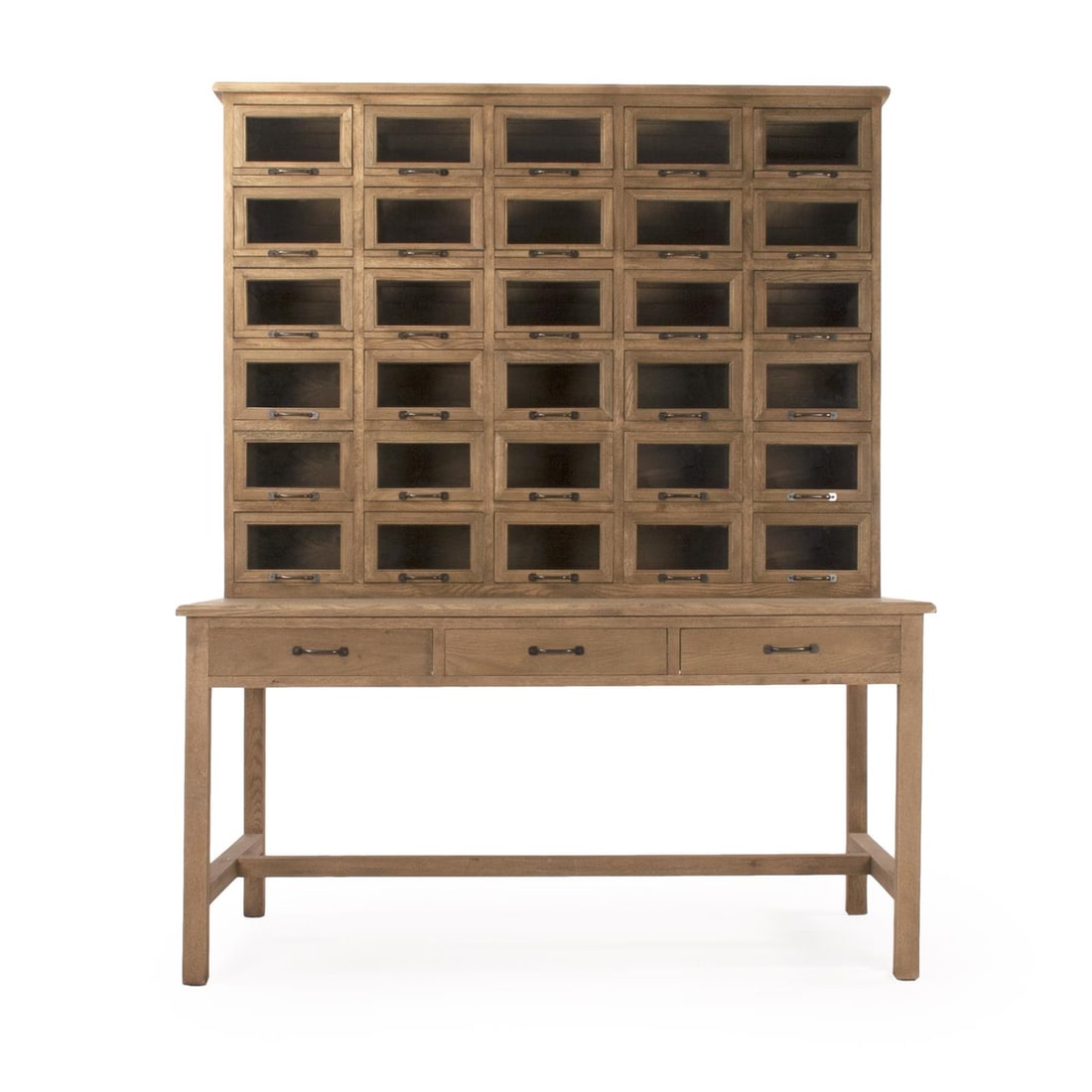 Zentique Rustic Oak Table Cabinet Weathered Finish 79H x 63W x 35D (1 of 3)