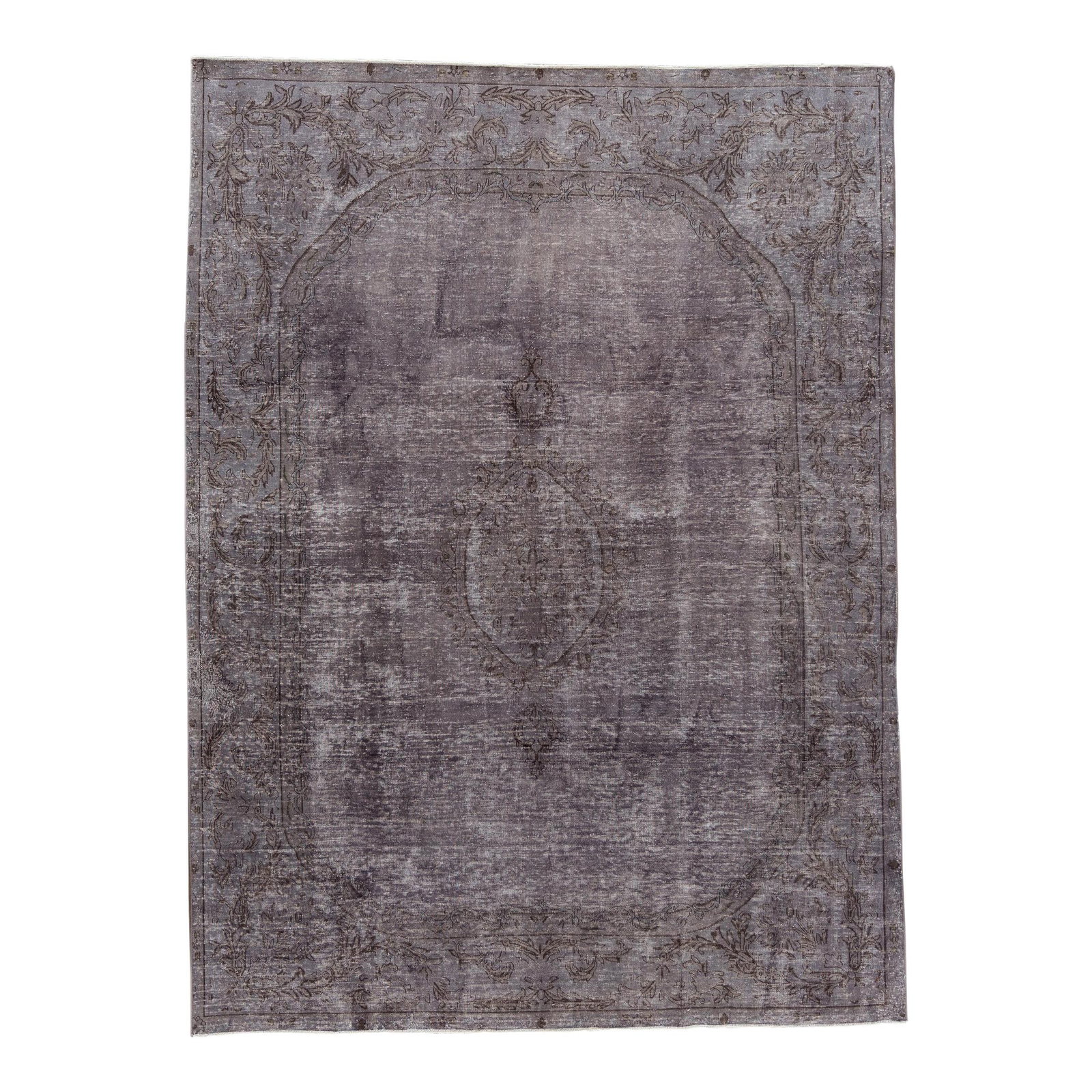 1960s Persian Hand-Knotted Gray Wool Rug Medallion Design (1 of 10)