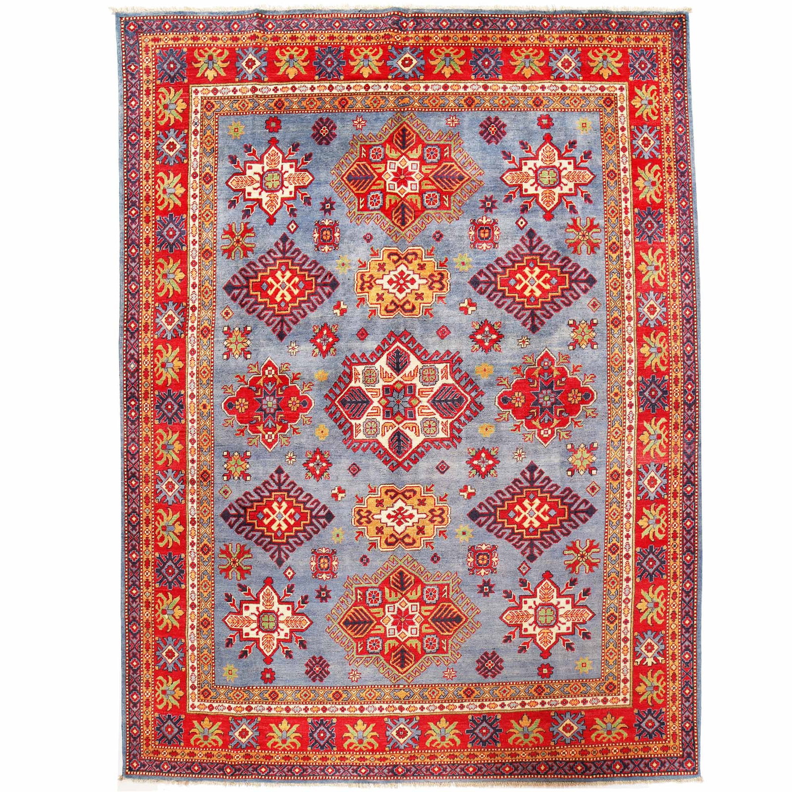 Handmade Blue Kazak Rug 7.9 x 9.11 Natural Wool from Pakistan (1 of 6)